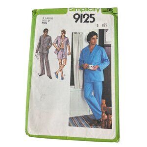 70s Simplicity 9125 Men Pajamas Sewing Pattern Size XL Vintage 1979 Lounge UNCUT
